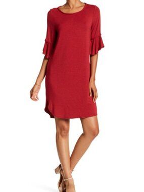 NWT Max Studio Rust Red Flutter Sleeve Shift Dress